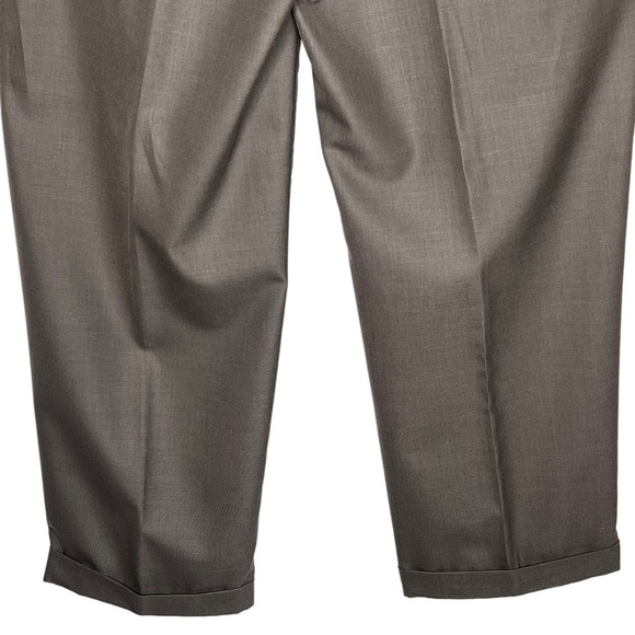 Perry Ellis America Taupe Pleated Front Cuffed Dress Slacks Pants Size 38 x 30 - Picture 7 of 12